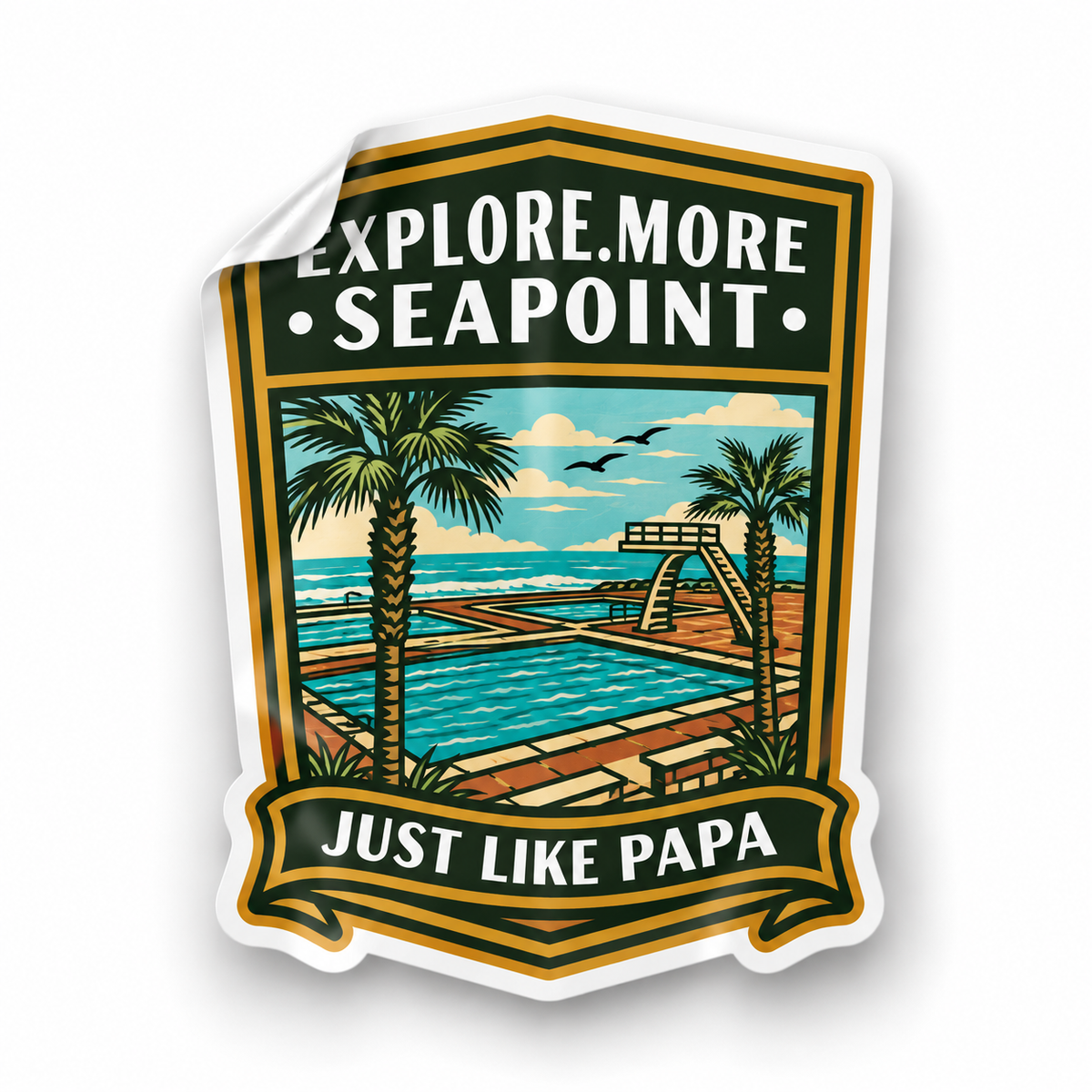 Just Like Papa Destination Sticker - Seapoint