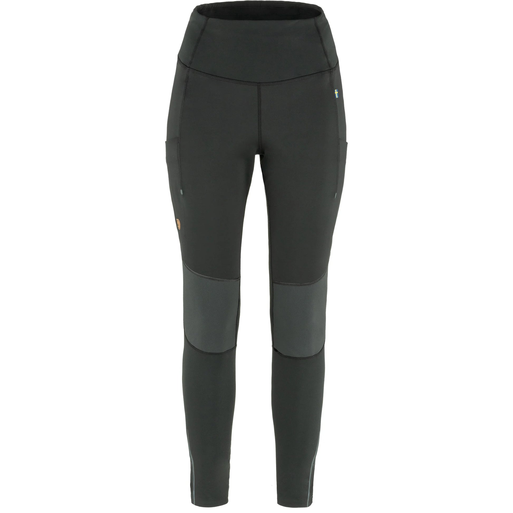 Black leggings with gray accents on a white background