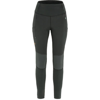Black leggings with gray accents on a white background